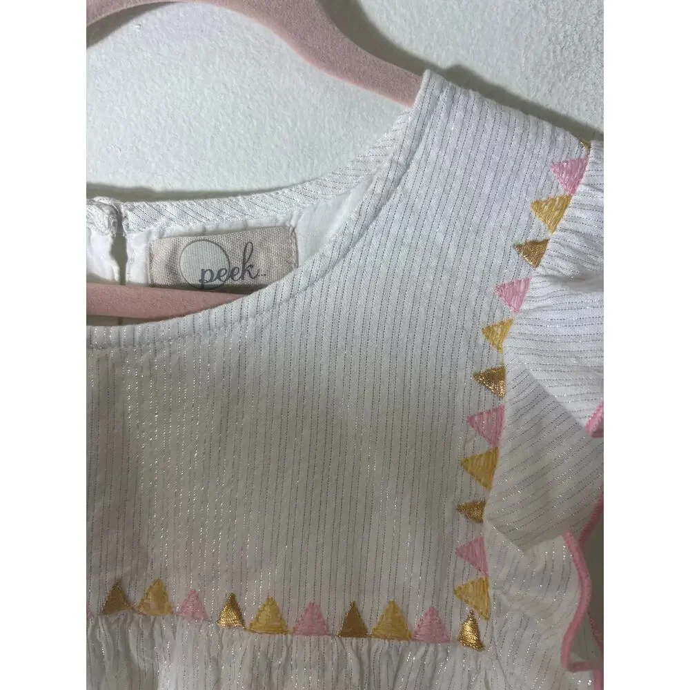 Girls Peek...Kids White Flutter Sleeve Cotton Top Sz 12